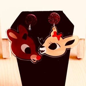 Rudolph the Red nosed reindeer and Clarice Acrylic earring set